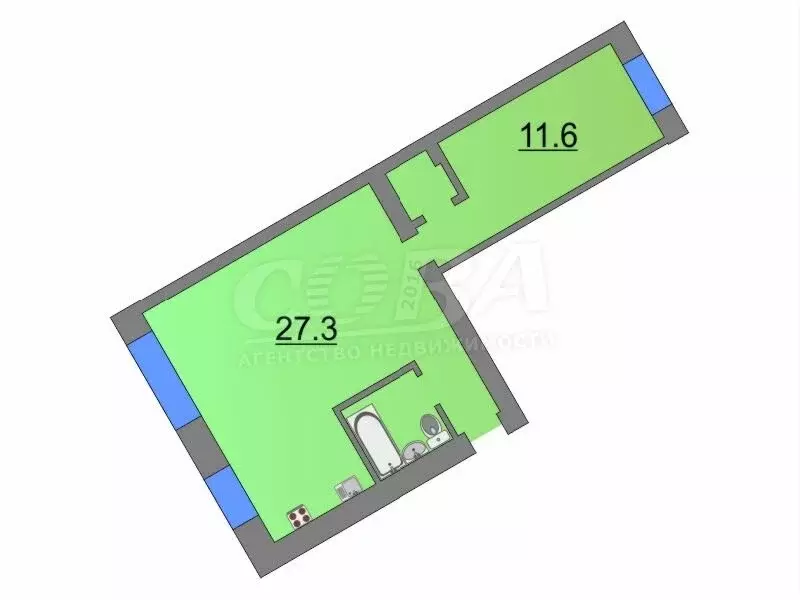 2-комнатная квартира: Тюмень, улица Республики, 171 (45 м) - Фото 2