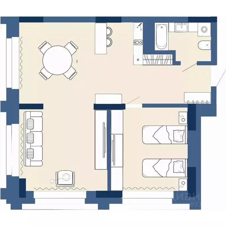 2-к кв. Новосибирская область, Новосибирск Аэропорт мкр,  (56.28 м) - Фото 1