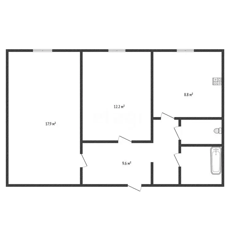 2-комнатная квартира: Черкесск, Гражданская улица, 24 (52.1 м) - Фото 2