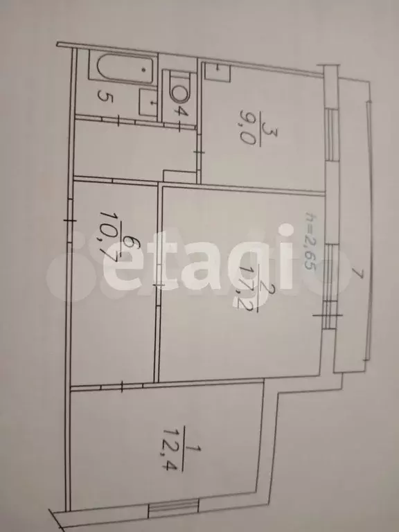 2-к. квартира, 54,2 м, 4/9 эт. - Фото 0