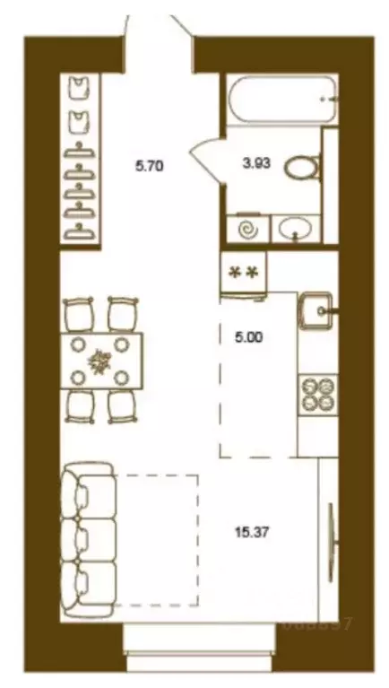 Студия Брянская область, Брянск Степная ул., 2Г (30.3 м) - Фото 2