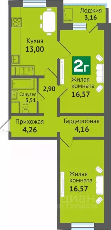 2-к кв. Марий Эл, Медведево городское поселение, Медведево пгт ул. ... - Фото 0