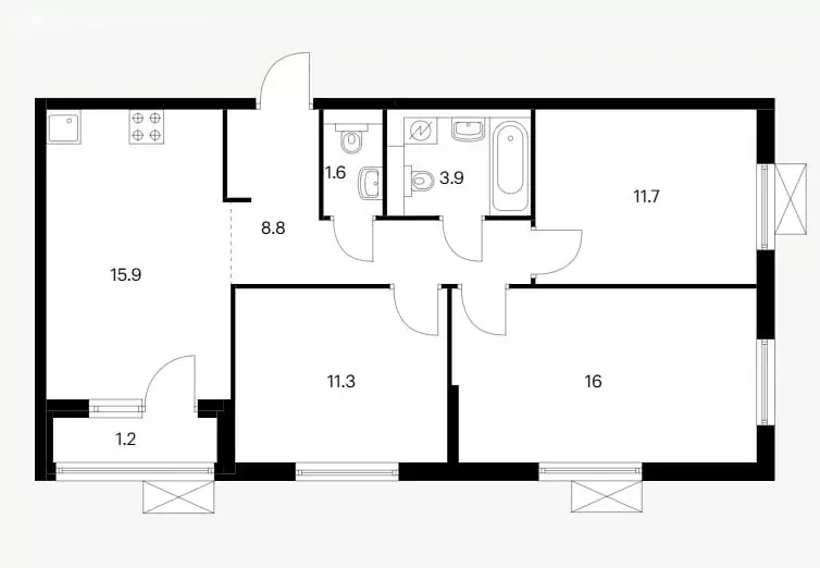 3-комнатная квартира: Ярославль, улица Академика Колмогорова, 26 (71 ... - Фото 1