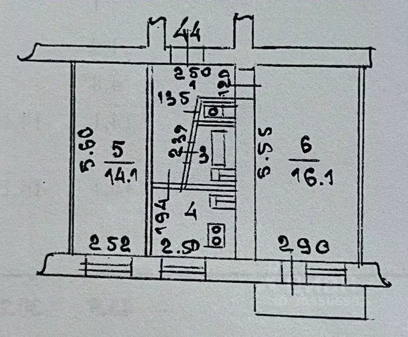 2-к кв. липецкая область, липецк пролетарская ул, 10 (43.5 м) - Фото 1