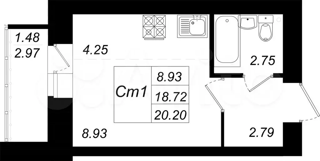 Квартира-студия, 20,2м, 8/10эт. - Фото 0