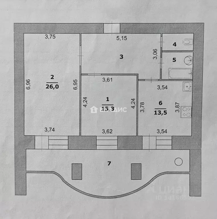 2-к кв. Белгородская область, Белгород бул. Юности, 41 (74.8 м) - Фото 2