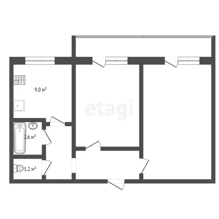 2-комнатная квартира: Пермь, 1-й Еловский переулок, 24 (49 м) - Фото 0