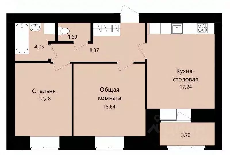 2-к кв. Мордовия, Саранск ул. Филатова, 11 (61.13 м) - Фото 1