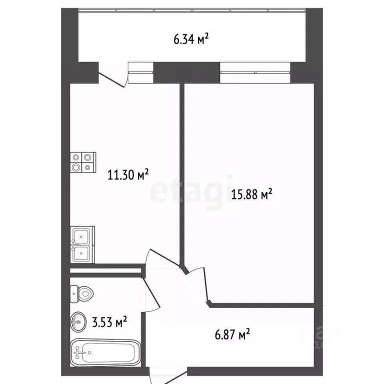 1-к кв. Татарстан, Набережные Челны ул. Гостева, 7 (37.3 м) - Фото 2