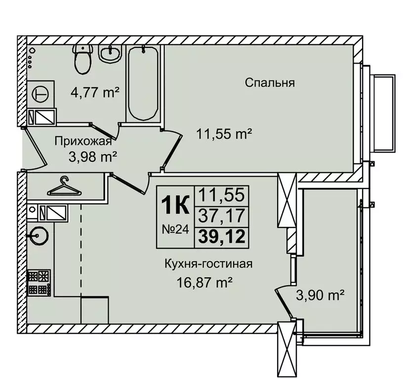 2-комнатная квартира: Нижний Новгород, улица Красных Зорь, 23Д (39.12 ... - Фото 0