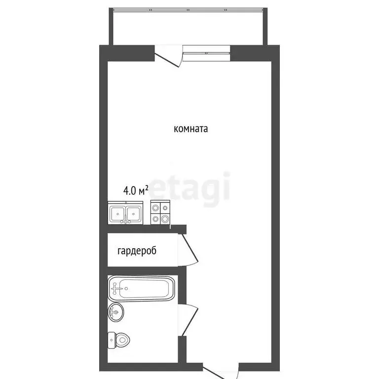 Квартира-студия: Чита, улица Токмакова, 41 (29.1 м) - Фото 1