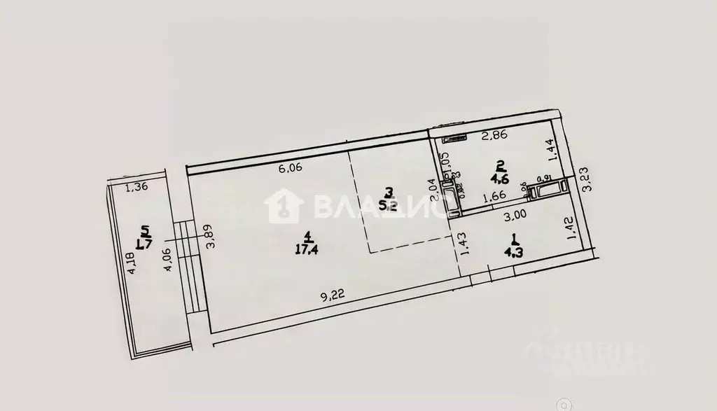 Студия Московская область, Одинцово Северная ул., 5к2 (37.0 м) - Фото 1