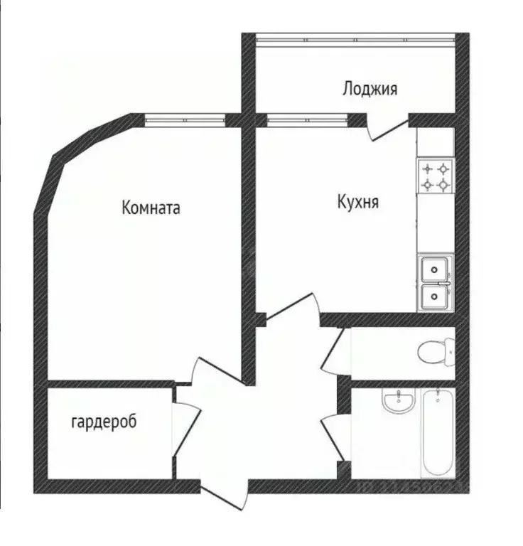 1-к кв. Пензенская область, Пенза ул. Луначарского, 46 (34.3 м) - Фото 2