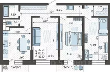 3-к кв. Краснодарский край, Краснодар 9-й километр мкр, ул. ... - Фото 1