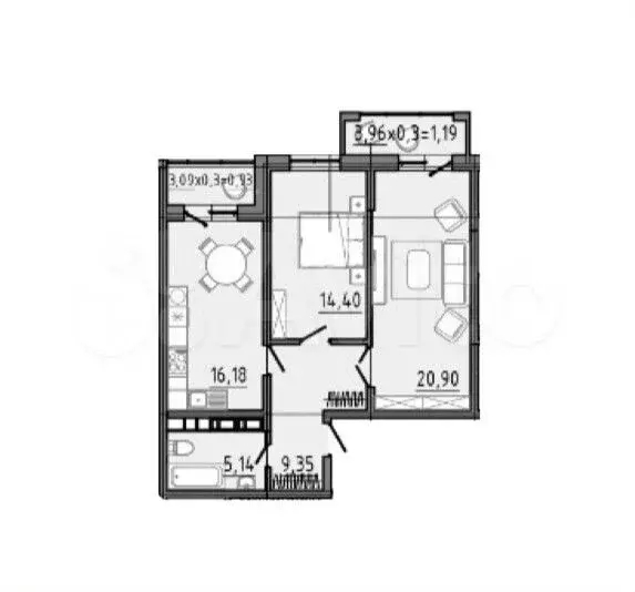 2-к. квартира, 75,1 м, 4/16 эт. - Фото 1