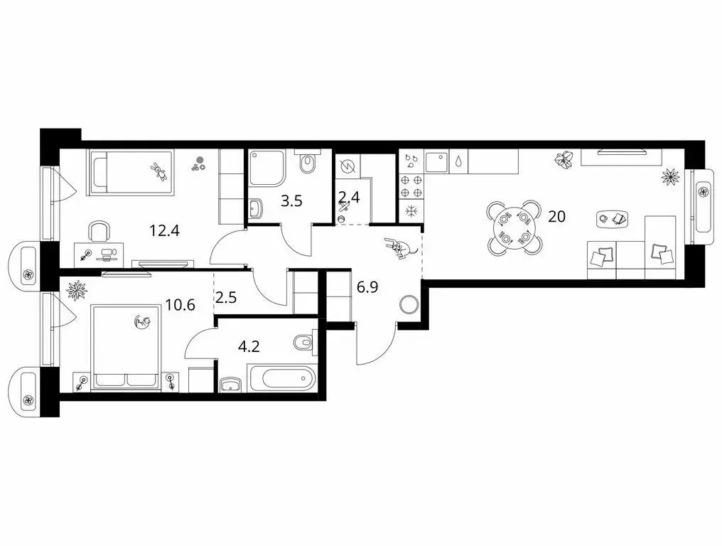2-комнатная квартира: Казань, ЖК Сиберово, 3 (62.5 м) - Фото 1