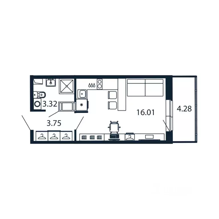 Студия Ленинградская область, Мурино Всеволожский район, просп. ... - Фото 1