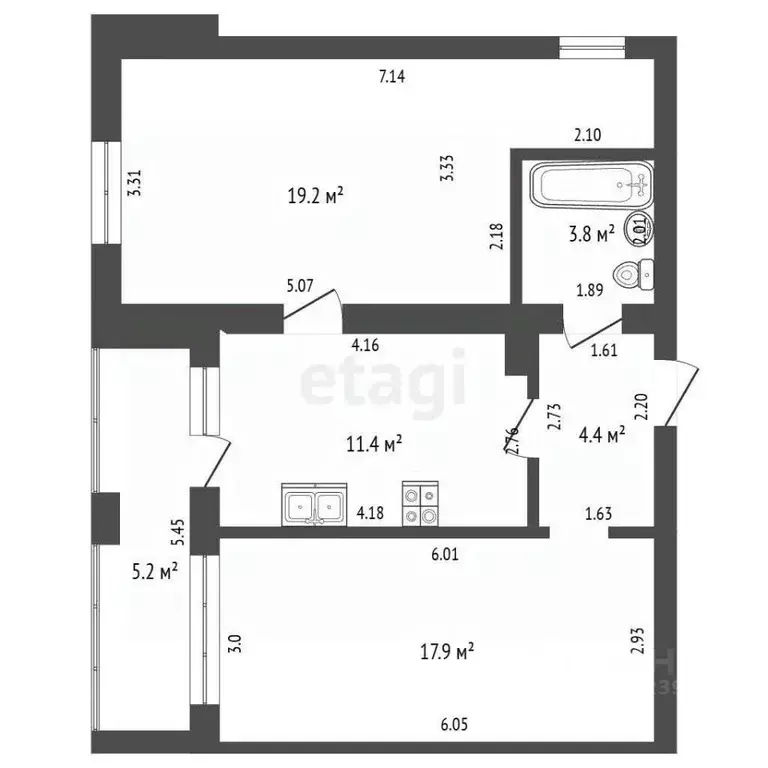 2-к кв. Башкортостан, Стерлитамак Локомотивная ул., 13 (56.7 м) - Фото 2