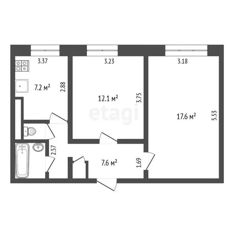 2-комнатная квартира: Симферополь, проспект Победы, 54 (48.5 м) - Фото 0