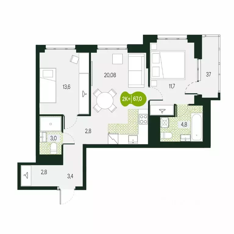 3-к кв. Забайкальский край, Чита Каштакский мкр,  (67.0 м) - Фото 1