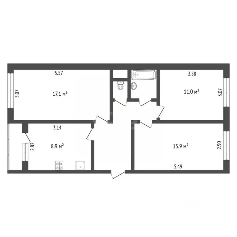 3-к кв. Псковская область, Печоры Юбилейная ул., 4 (66.3 м) - Фото 2