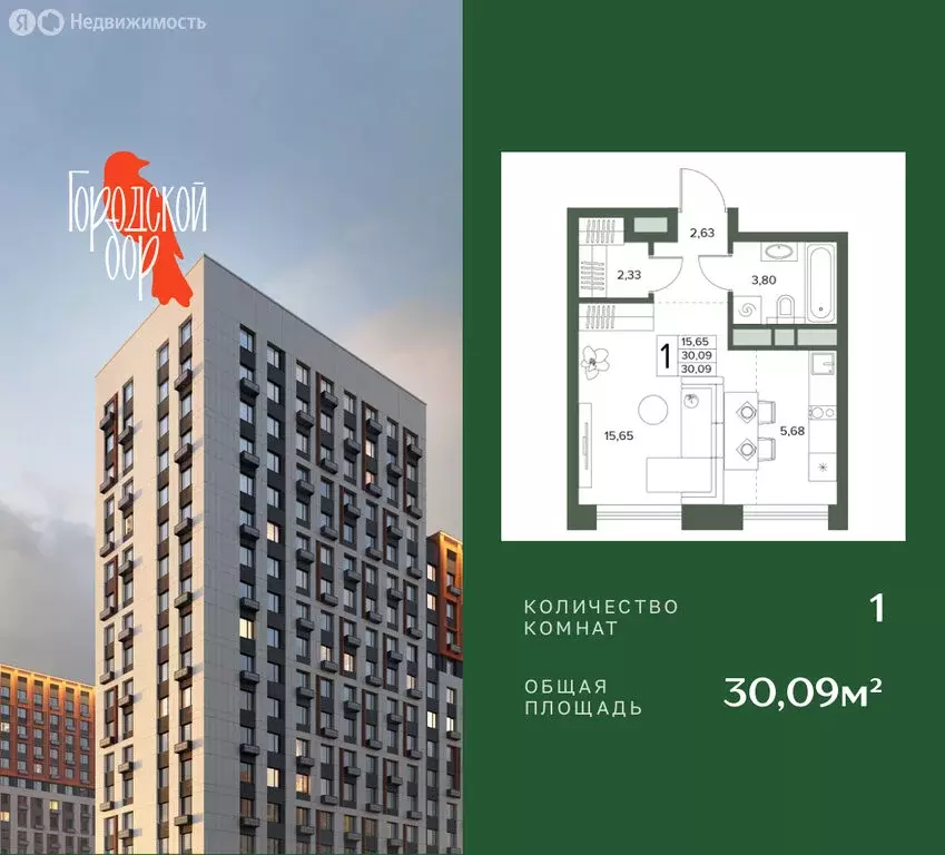 Квартира-студия: Московская область, Серпухов (30.09 м) - Фото 1