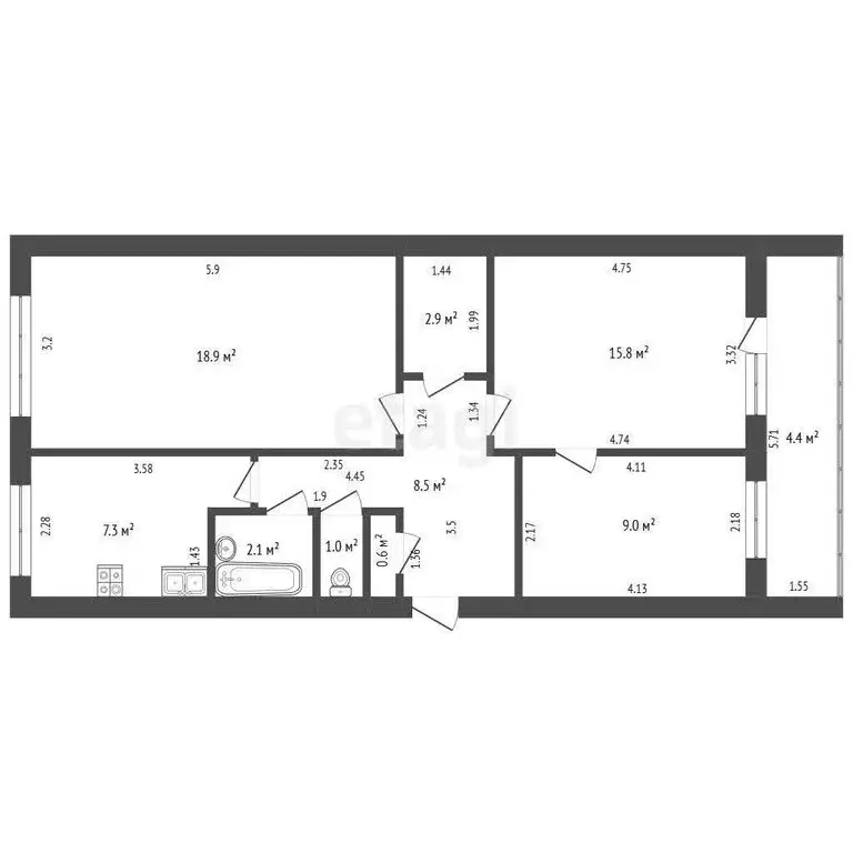 3-комнатная квартира: Стерлитамак, Коммунистическая улица, 13 (66.1 м) - Фото 1