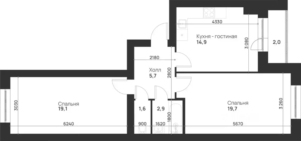 2-к кв. Тульская область, Тула ул. Героев России, 2 (66.3 м) - Фото 1