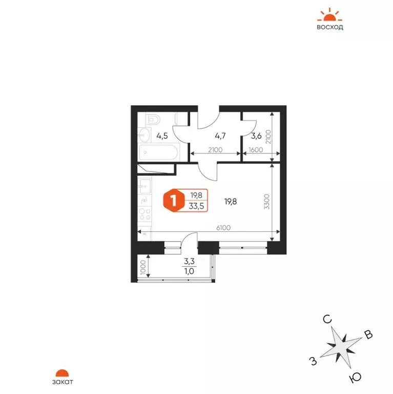 1-к кв. Московская область, Балашиха Гагарина мкр, ул. Проектная, 9Ас1 ... - Фото 1