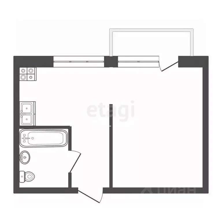 Студия Калужская область, Калуга ул. Белинского, 6 (33.3 м) - Фото 2