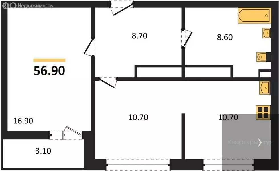 1-комнатная квартира: Воронеж, улица Пескова, 6 (56.9 м) - Фото 1