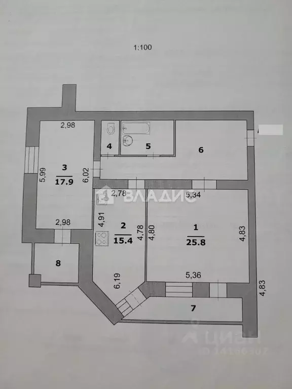 2-к кв. Белгородская область, Белгород ул. Горького, 52б (84.5 м) - Фото 2