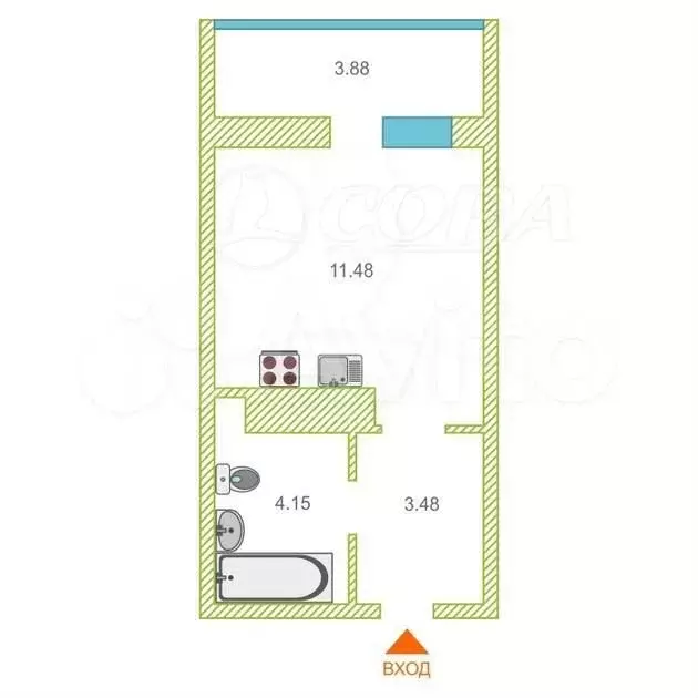 Квартира-студия, 23 м, 4/17 эт. - Фото 0