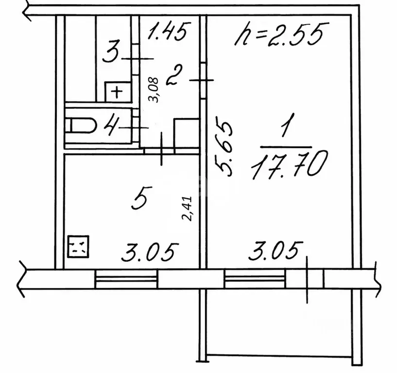 1-к кв. Чувашия, Чебоксары Хузангая ул., 27 (32.8 м) - Фото 2