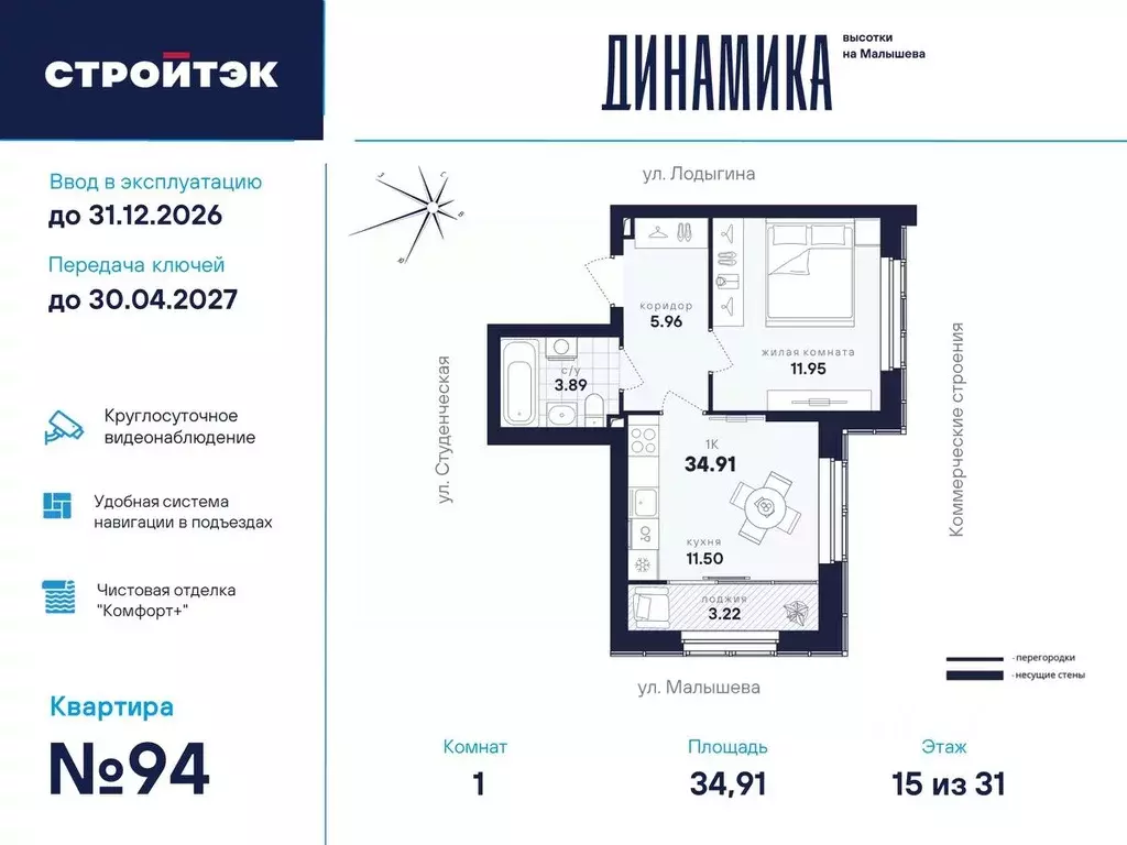 1-к кв. Свердловская область, Екатеринбург ул. Малышева, 145 (34.91 м) - Фото 0
