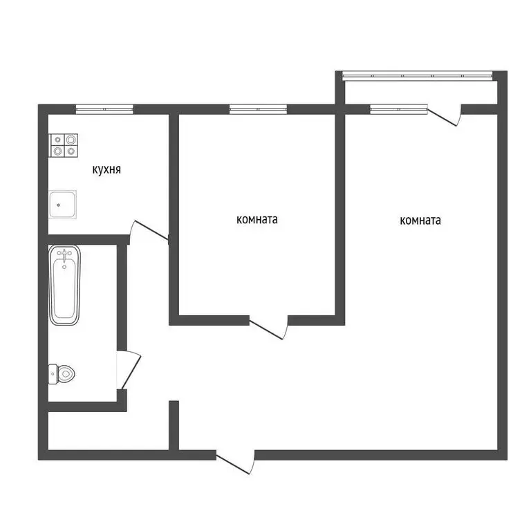 2-комнатная квартира: Сатка, Молодёжная улица, 8 (40.5 м) - Фото 1