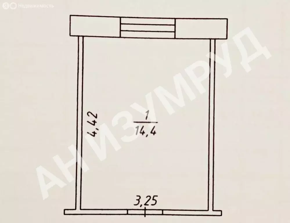 1к в -комнатной квартире (14.4 м) - Фото 1