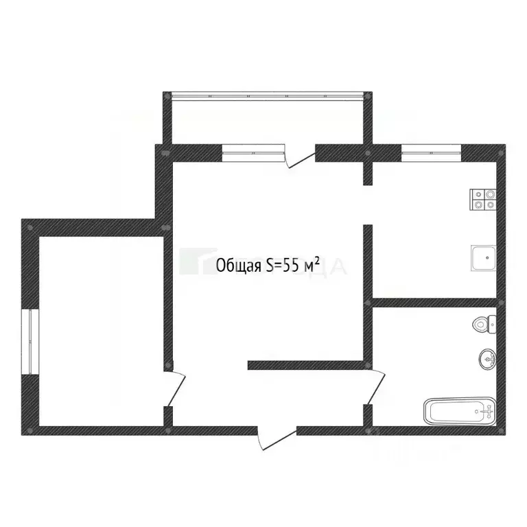 2-к кв. Кемеровская область, Новокузнецк ул. Косыгина, 55 (55.0 м) - Фото 2