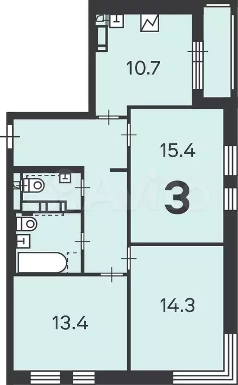 Аукцион: 3-к. квартира, 72,7 м, 4/15 эт. - Фото 0