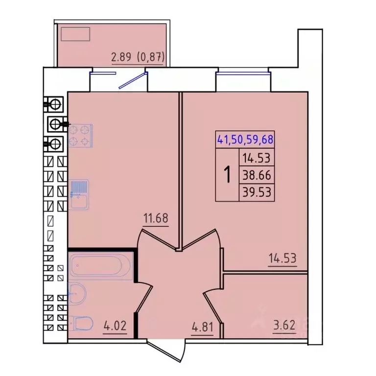 1-к кв. Костромская область, Кострома Калиновская ул., 5 (39.53 м) - Фото 0