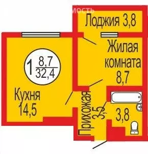 1-комнатная квартира: Оренбург, Уральская улица (33 м) - Фото 0