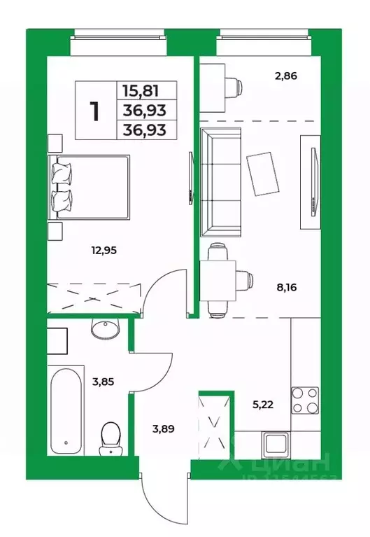 1-к кв. Башкортостан, Уфимский район, Зубовский сельсовет, с. Зубово ... - Фото 1