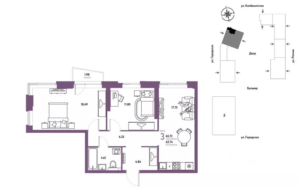 3-к кв. Свердловская область, Екатеринбург муниципальное образование, ... - Фото 1