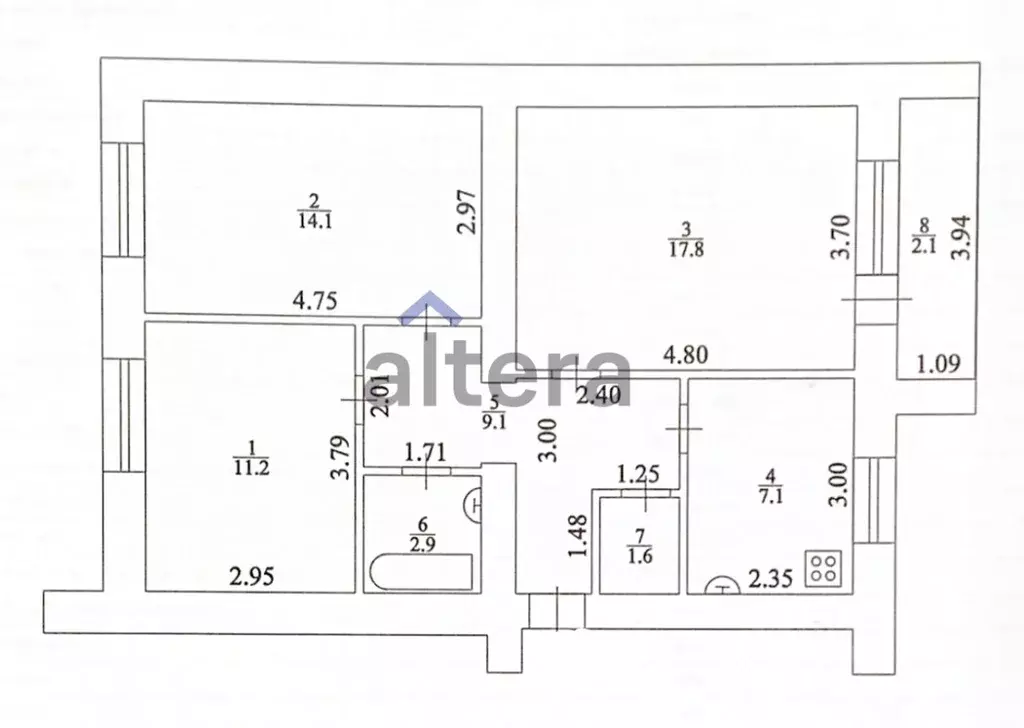 3-к кв. Татарстан, Казань ул. Максимова, 3 (65.9 м) - Фото 2