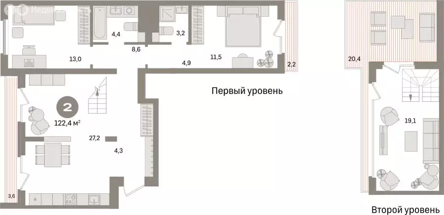 2-комнатная квартира: Екатеринбург, улица Советских Женщин (122.4 м) - Фото 1