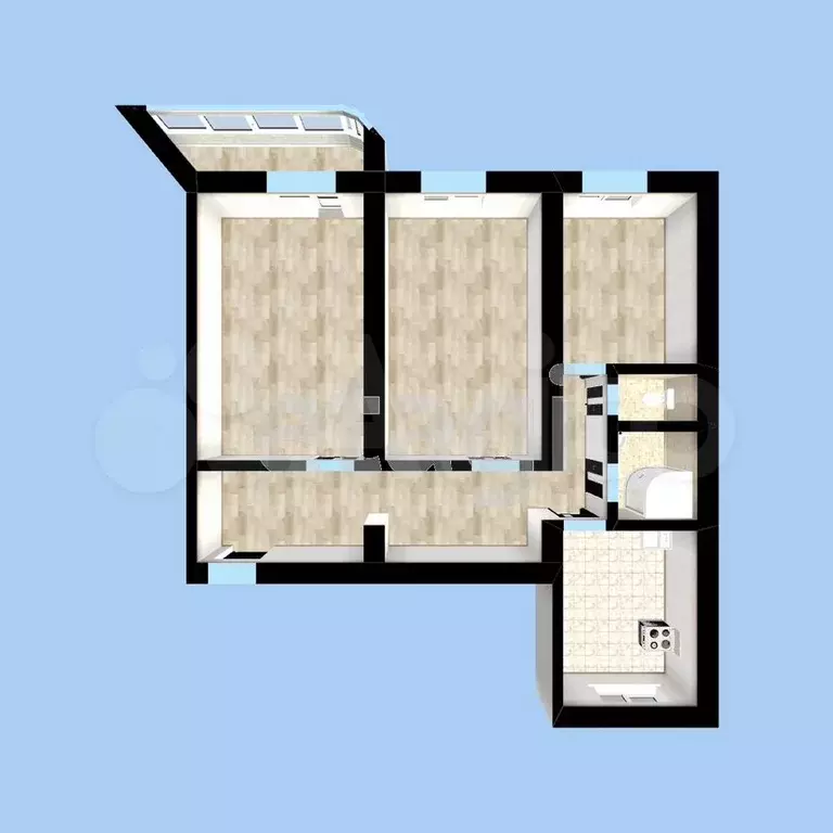 3-к. квартира, 69 м, 3/5 эт. - Фото 0