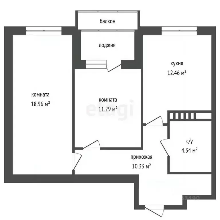 2-к кв. Воронежская область, Воронеж ул. Ломоносова, 116Б (57.38 м) - Фото 2