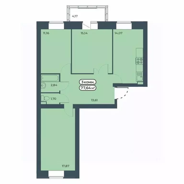 3-к кв. Красноярский край, Красноярск ул. Светлова, 25/1 (77.64 м) - Фото 1