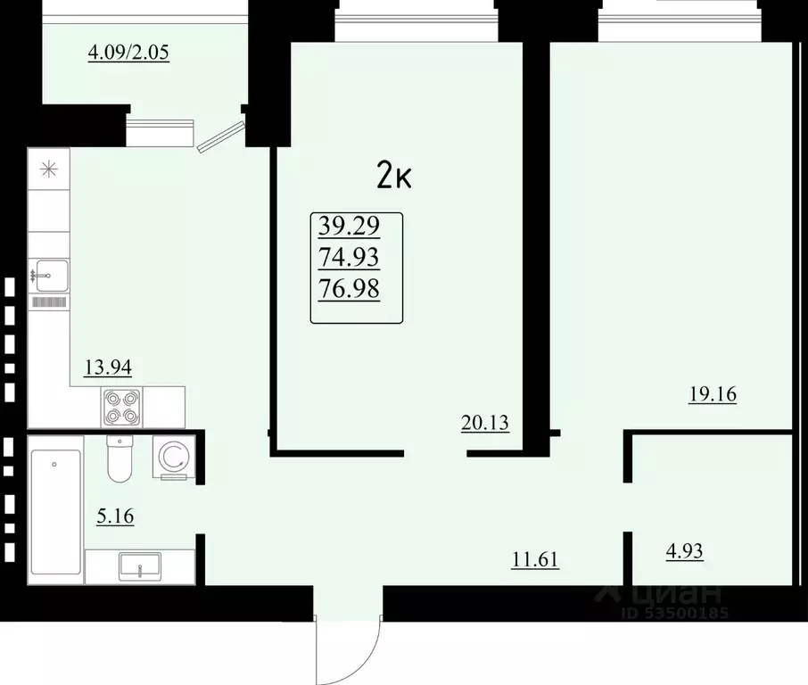 2-к кв. Самарская область, Самара Эстетика жилой комплекс (76.98 м) - Фото 1