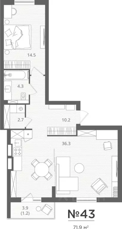 2-к кв. Калининградская область, Калининград Стекольная ул., 41 (69.2 ... - Фото 0